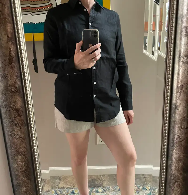 Customer image of 100% European Linen Shorts