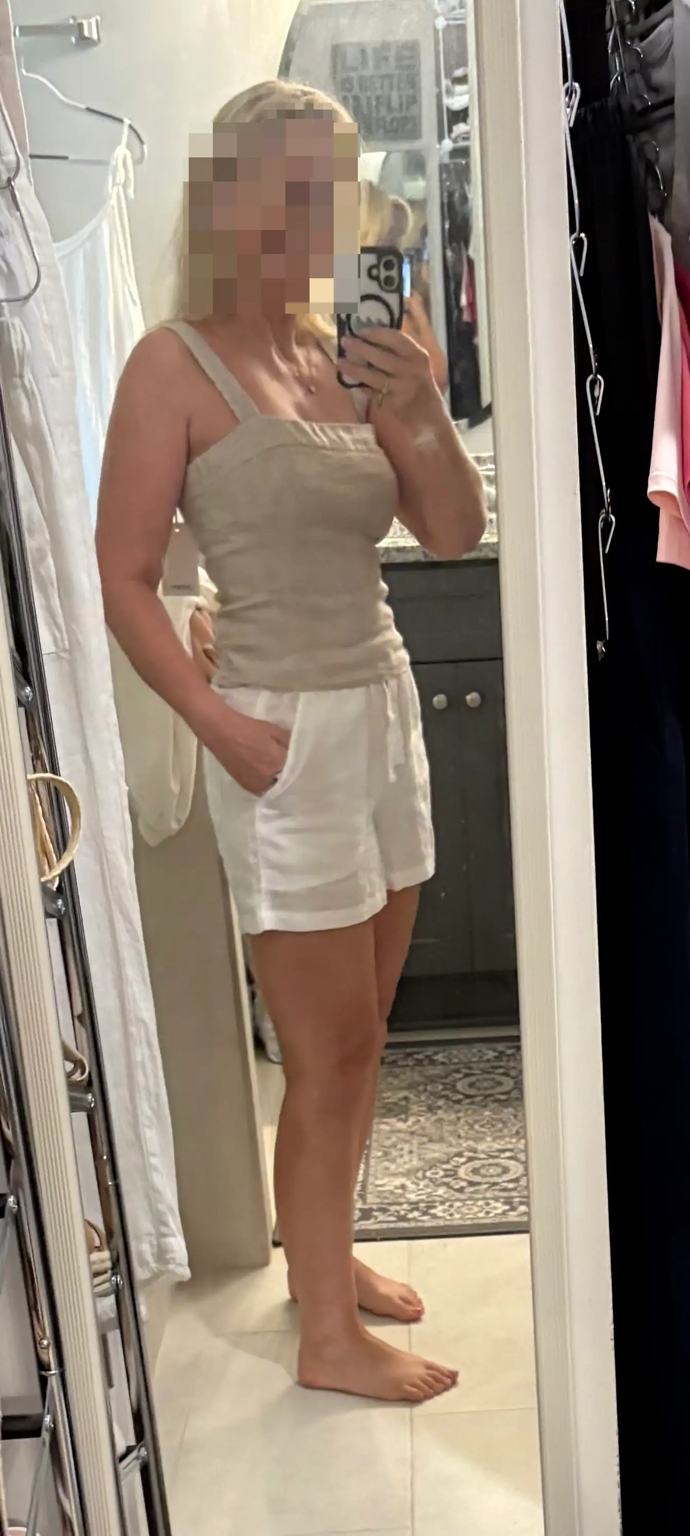 Customer image of 100% European Linen Shorts