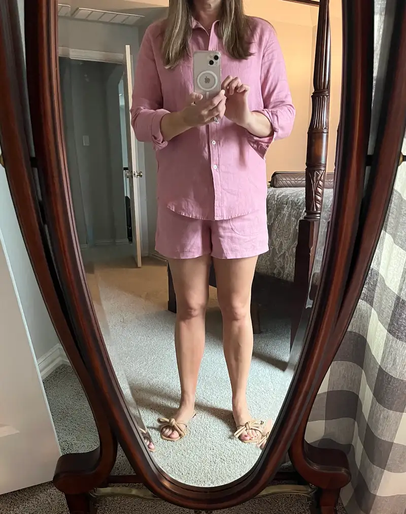 Customer image of 100% European Linen Shorts