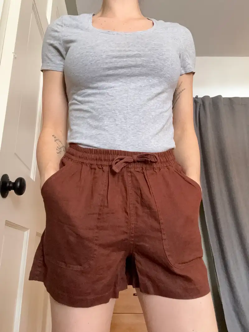 Customer image of 100% European Linen Shorts