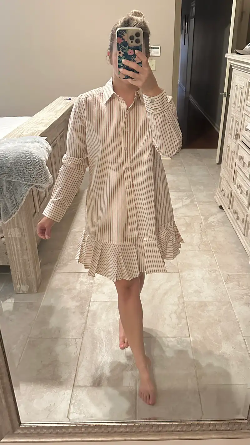 Customer image of 100% Organic Cotton Poplin Drop Waist Shirt Dress