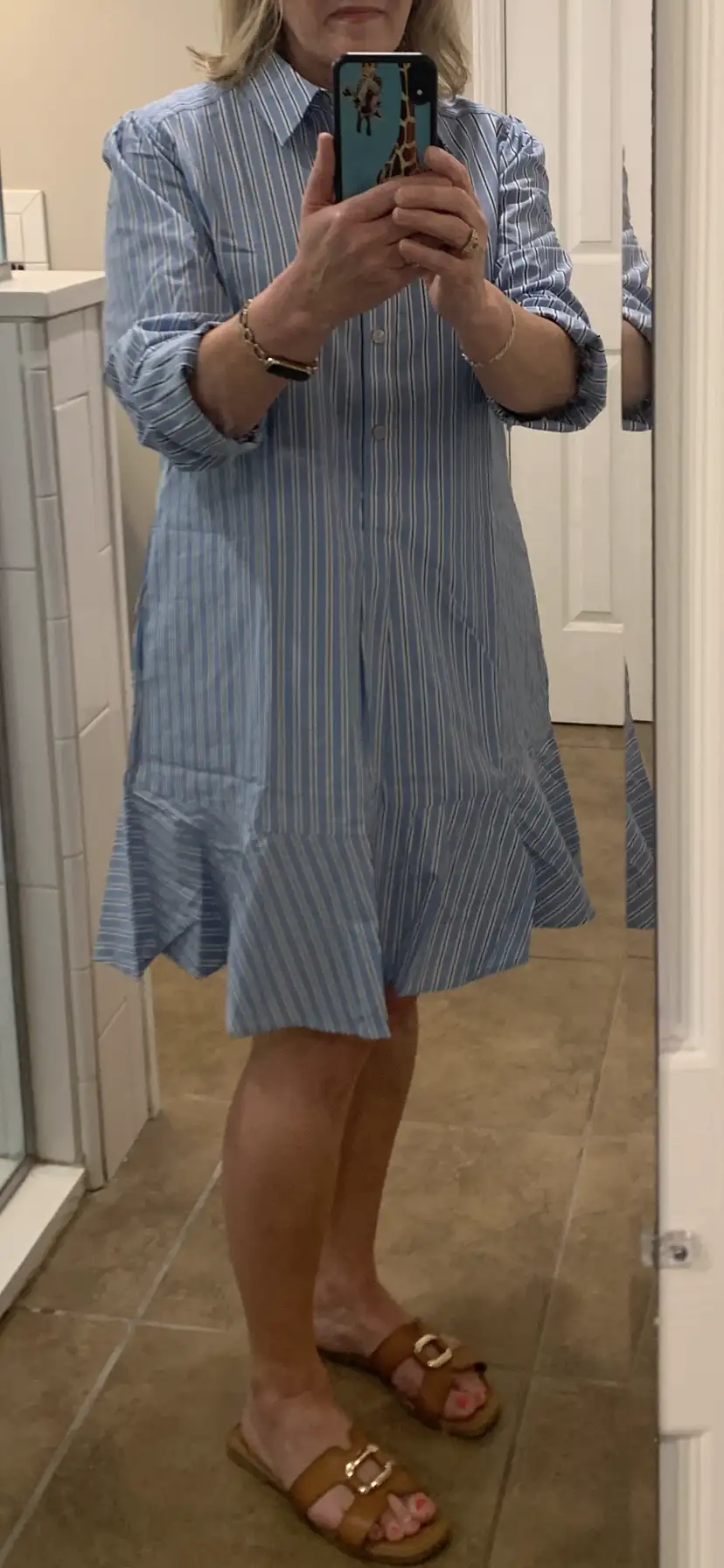 Customer image of 100% Organic Cotton Poplin Drop Waist Shirt Dress