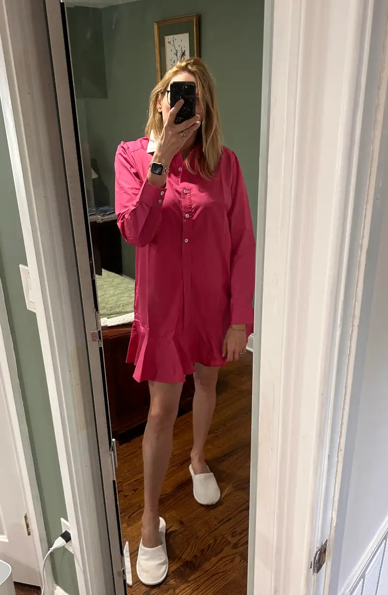 Customer image of 100% Organic Cotton Poplin Drop Waist Shirt Dress