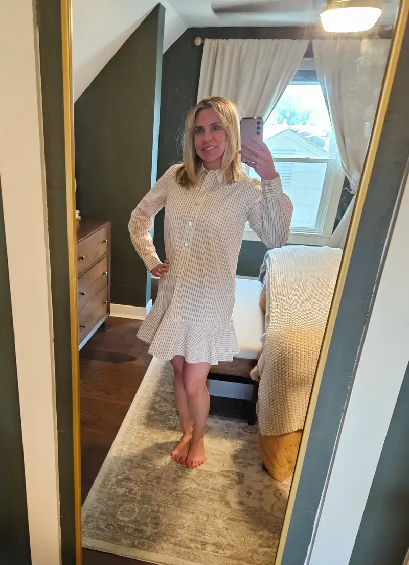 Customer image of 100% Organic Cotton Poplin Drop Waist Shirt Dress