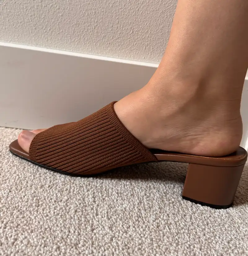 Italian Leather & Eco Knit Heeled Mule