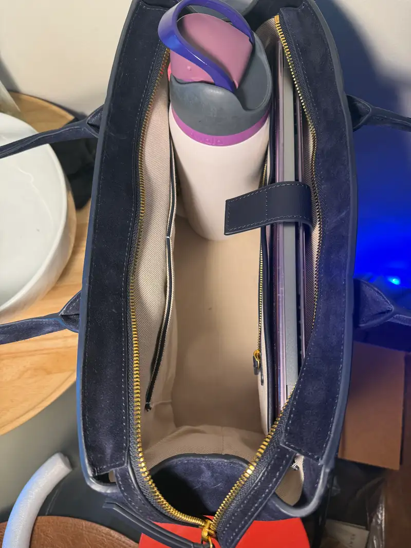 Italian Leather Triple Compartment Shopper Tote