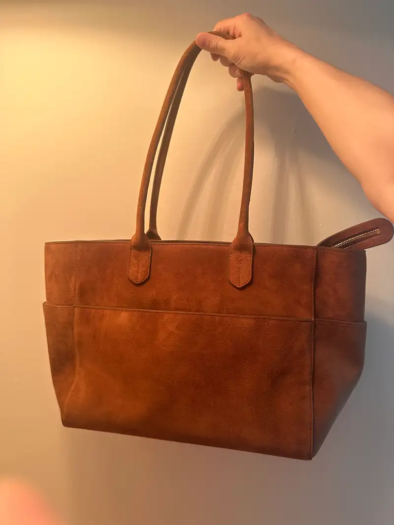Italian Leather Triple Compartment Shopper Tote