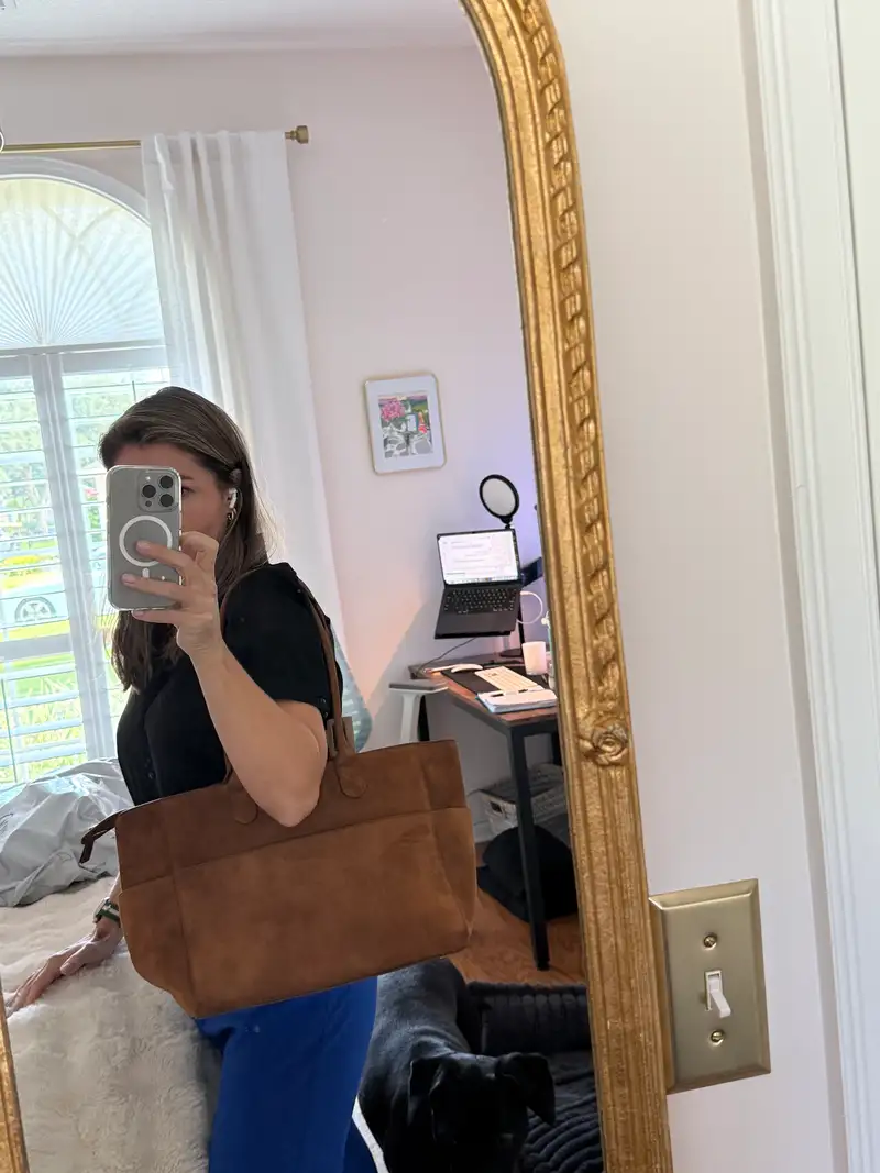 Italian Leather Triple Compartment Shopper Tote