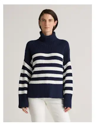 ニット/セーター Turtleneck straight sleeve sweater 100% Organic Cotton Split Hem Turtleneck Sweater