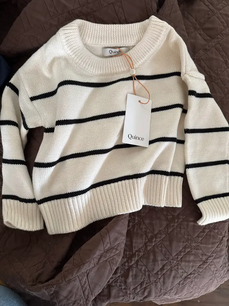 100% Organic Cotton Striped Crew Sweater