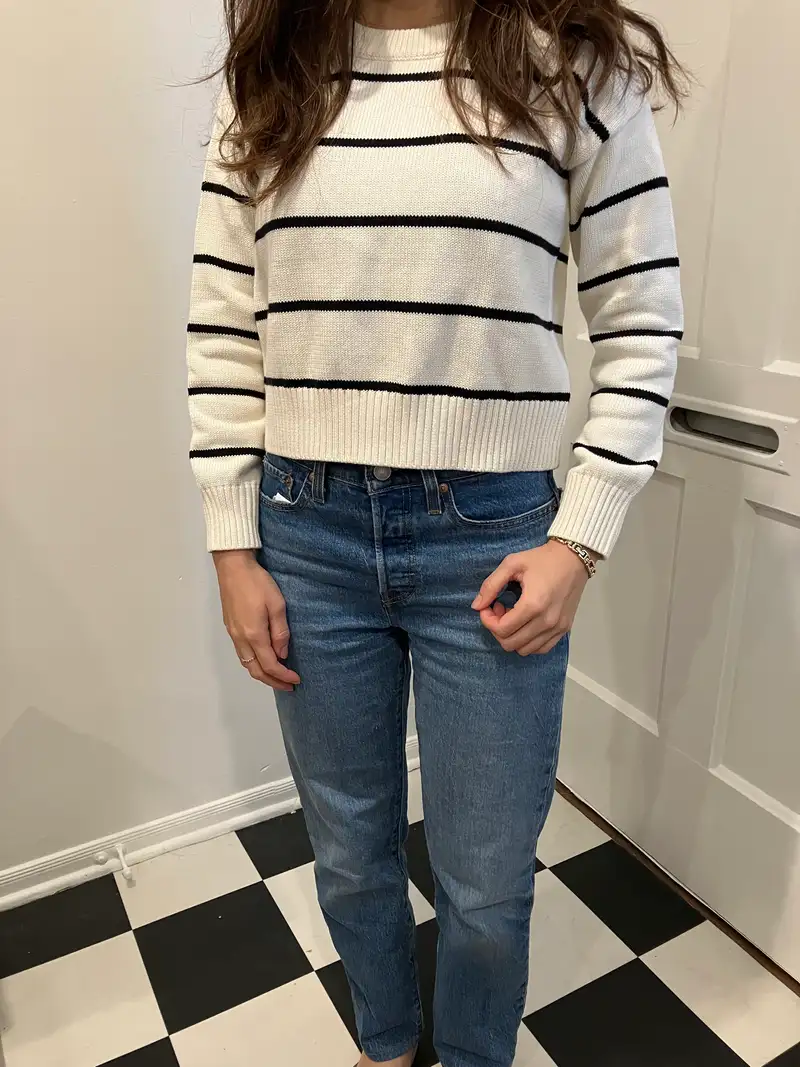100% Organic Cotton Striped Crew Sweater