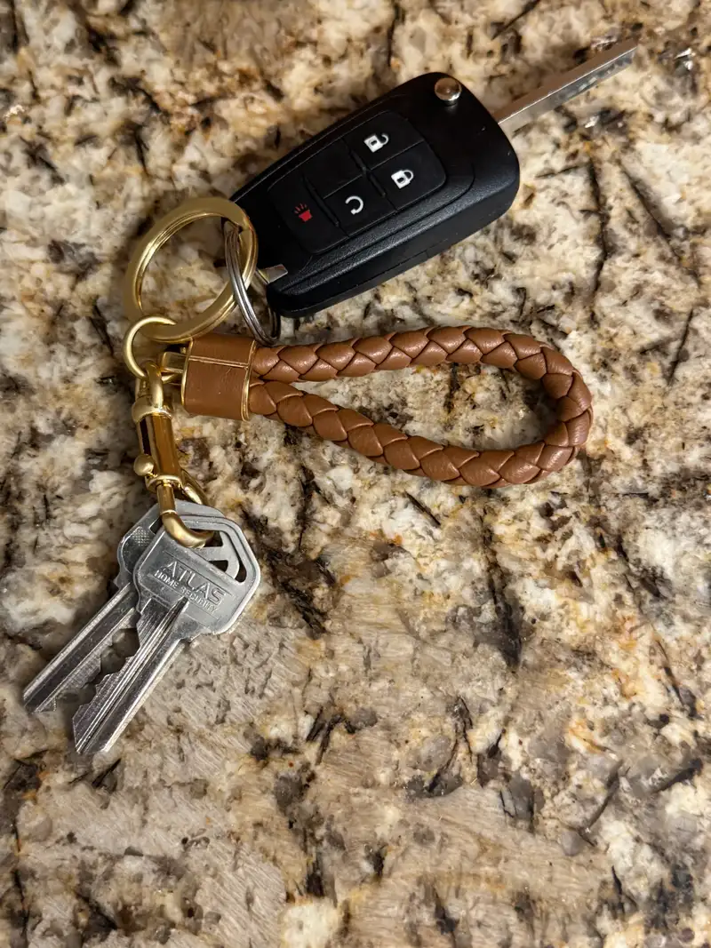 Italian Leather Braided Key Ring (2-Pack)