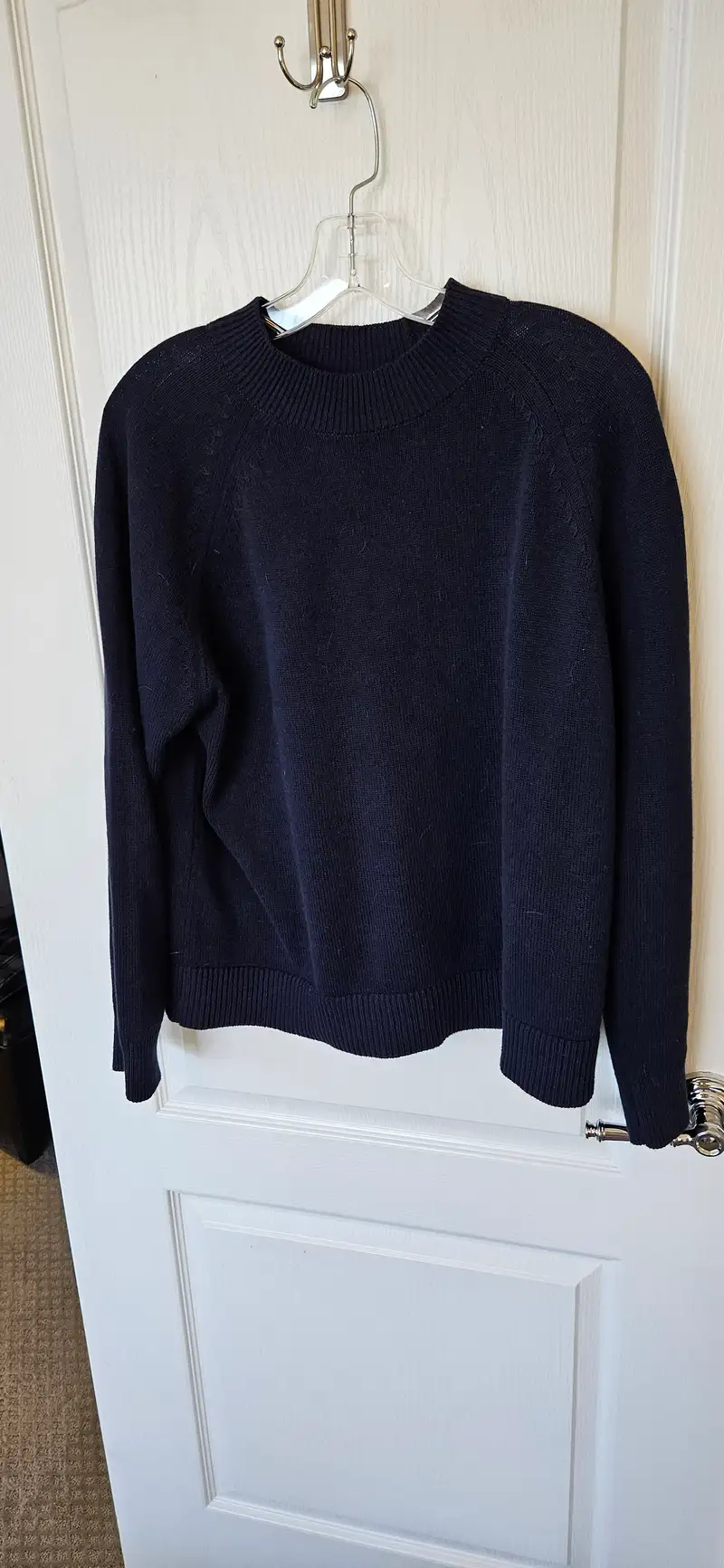 100% Organic Cotton Mock Neck Sweater in Navy