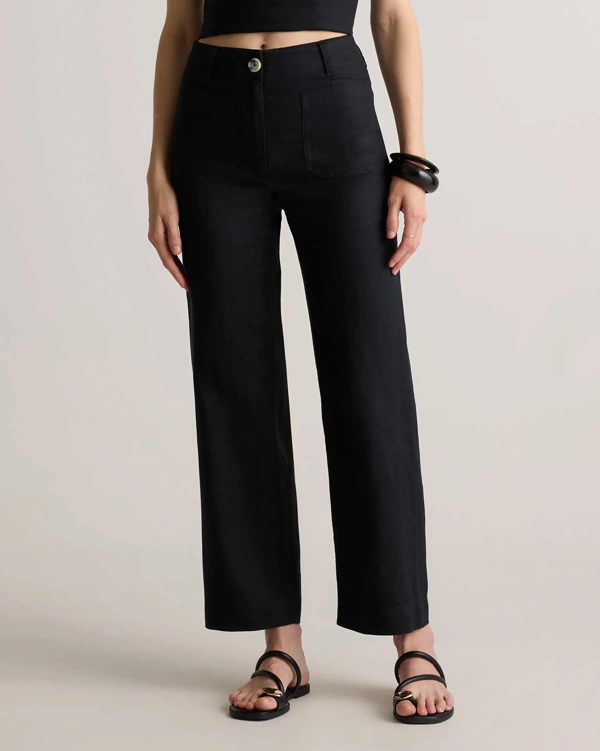 【INCHANT ME】Two Pocket Nylon Long Wide Slacks Two Pocket Nylon Long Wide Slacks (2C) - INCHANT ME