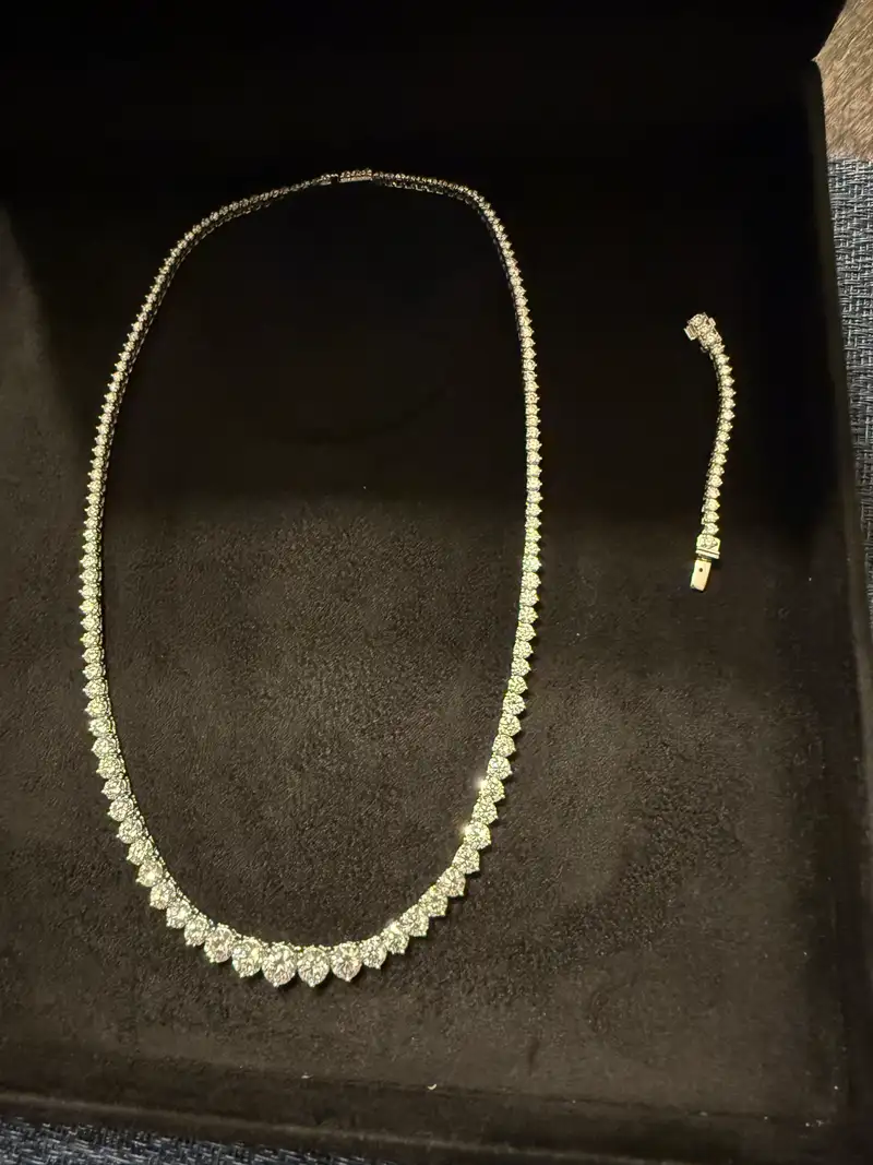 14K Gold Lab Grown Diamond Graduated Tennis Necklace