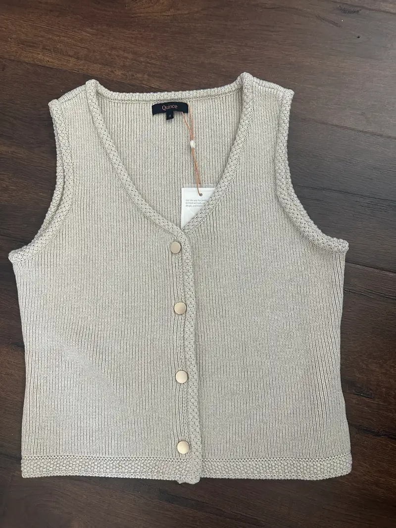 100% Organic Cotton Sweater Vest Tank in Ivory