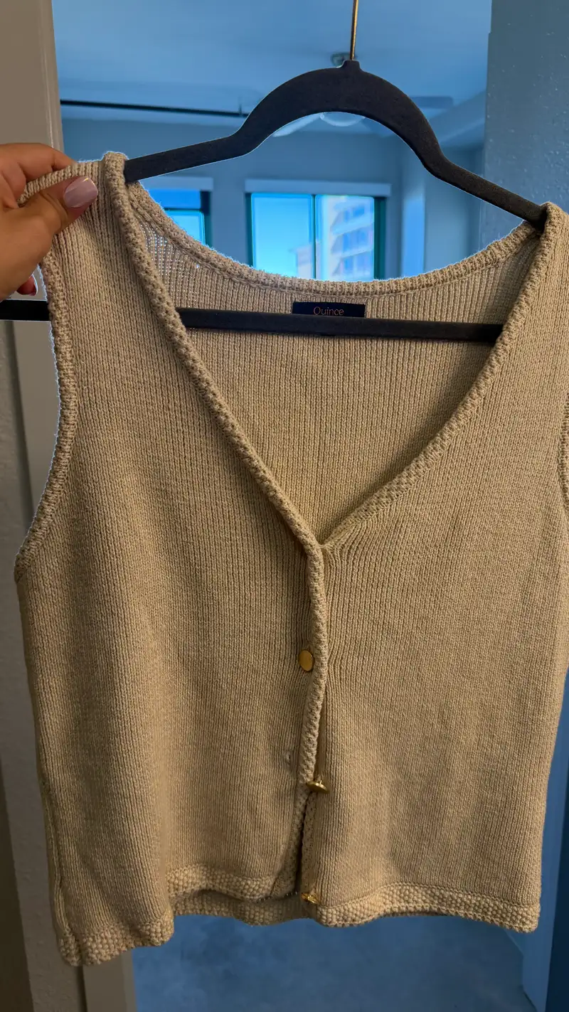 100% Organic Cotton Sweater Vest Tank in Ivory