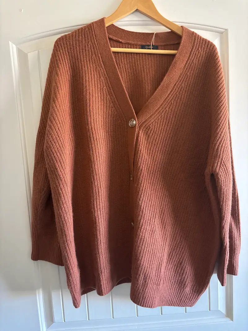 Customer image of Mongolian Spring Cashmere Oversized Boyfriend Cardigan Sweater