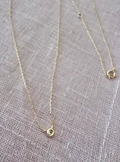 14K Gold East West Emerald Baguette Bar Necklace