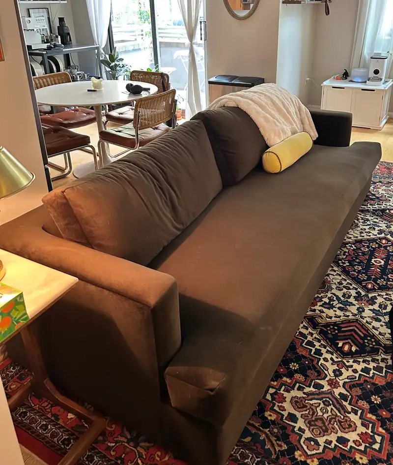 Customer image of Sierra Performance Velvet Curved Arm Sofa