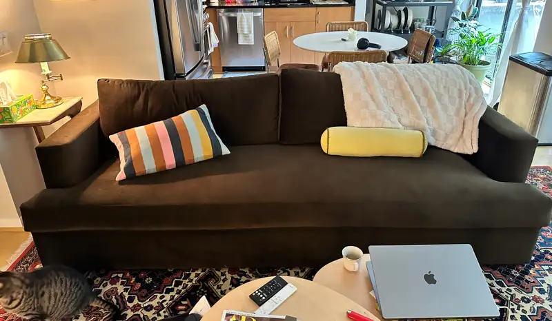 Customer image of Sierra Performance Velvet Curved Arm Sofa