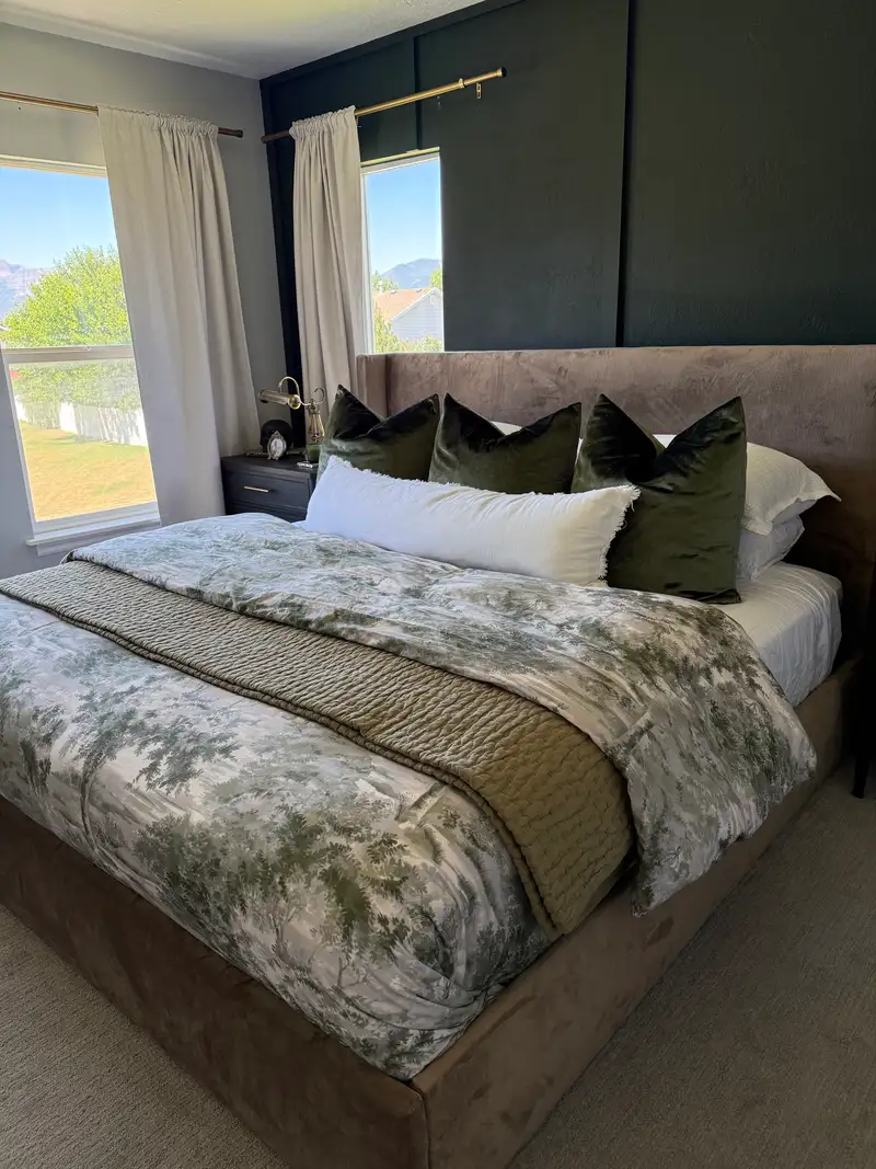 Plush Boucle Wingback Bed - High Headboard