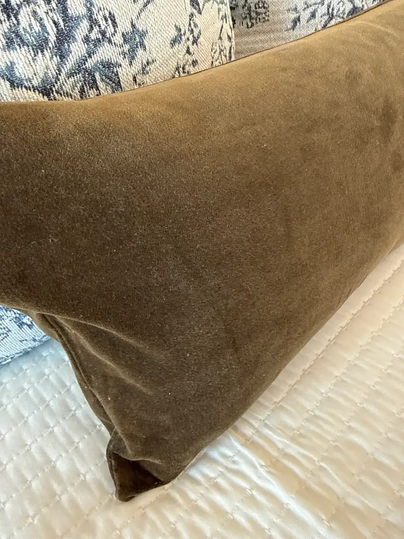 Cotton Velvet Oversized Lumbar Pillow Cover (Set of 2) in Moss