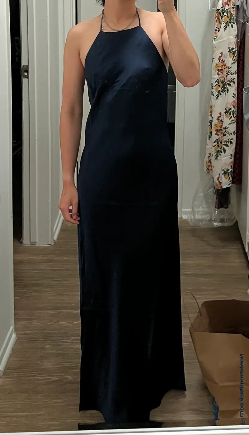 black silk halter dress Dune Silk-Satin Gown in ready halter dress shaped from smooth satin. Frida | Black Satin Halter-Neck