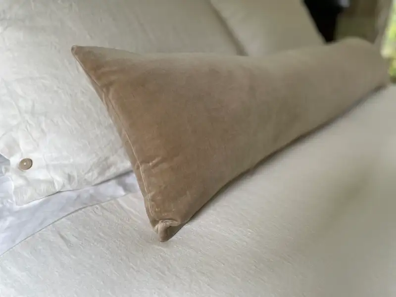 Cotton Velvet Oversized Lumbar Pillow Cover (Set of 2) in Moss